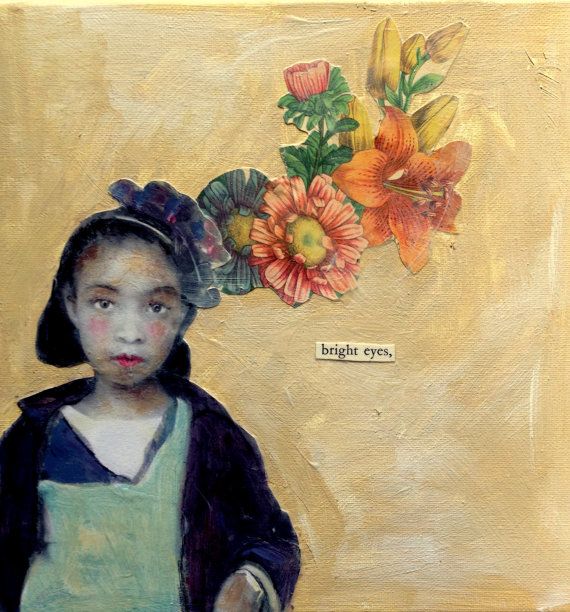 570x612 Sale Studio Bright Eyes Vintage Child A Floral Fantasy Portrait - Bright Eyes Painting