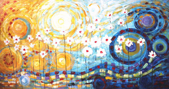 550x289 China Bright Flower With Small Circles Oil Paintings Floral Canvas - Bright Flower Painting