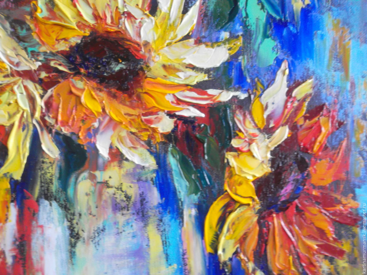 1500x1125 Oil Painting Bright Flowers Abstract Sunflowers Shopline - Bright Flower Painting
