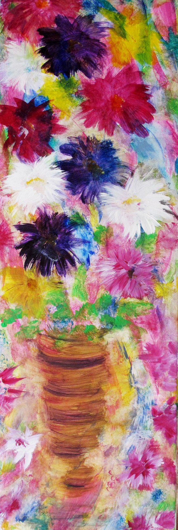 580x1729 Original Acrylic Painting - Bright Flower Painting
