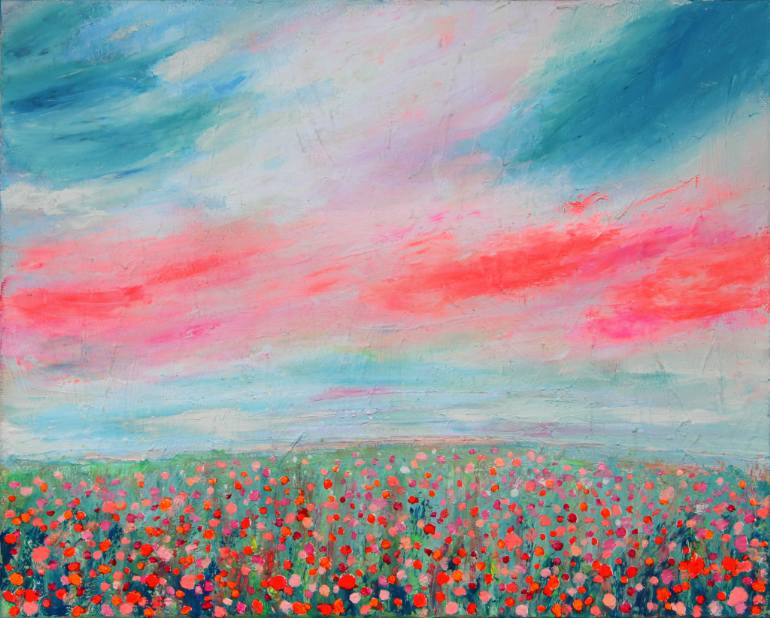 770x618 Saatchi Art Bright Flowers Field Painting By Taras Fimin - Bright Flower Painting