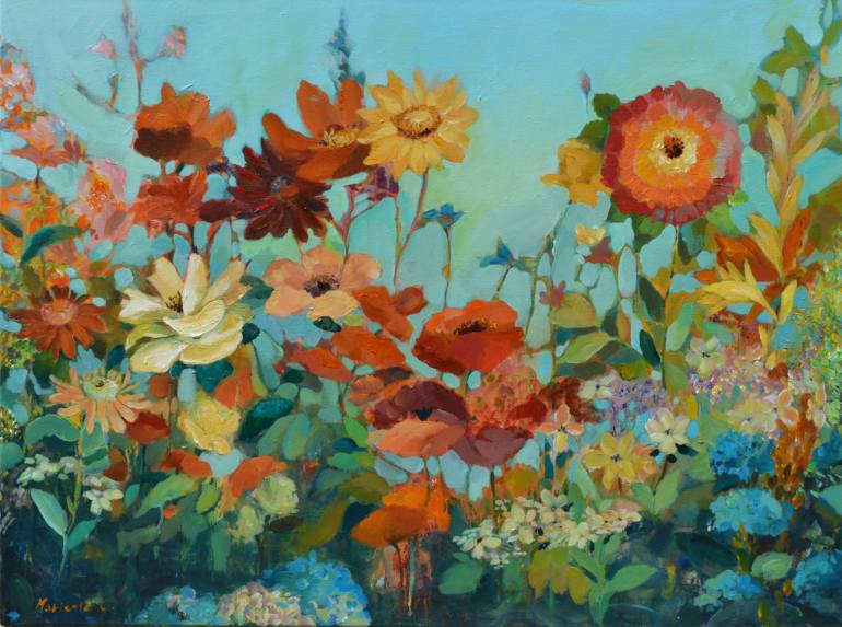 770x573 Saatchi Art Bright Flowers Painting By Marietta Cohen - Bright Flower Painting