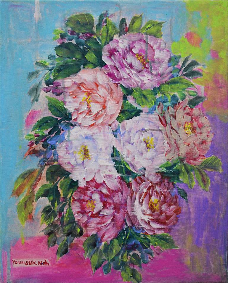 770x956 Saatchi Art Bright Flowers Painting By Younsuk Noh - Bright Flower Painting