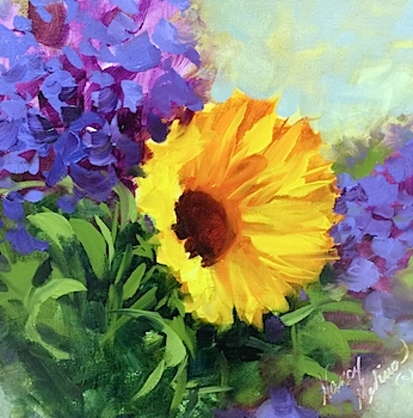 593x600 Bright Days Sunflower And A North Texas Workshop - Bright Flower Painting