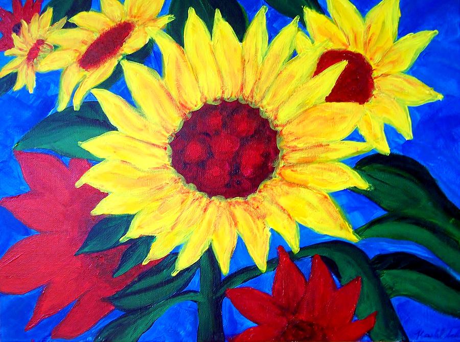 900x669 Bright Flowers Painting By Kristal Talbot - Bright Flower Painting