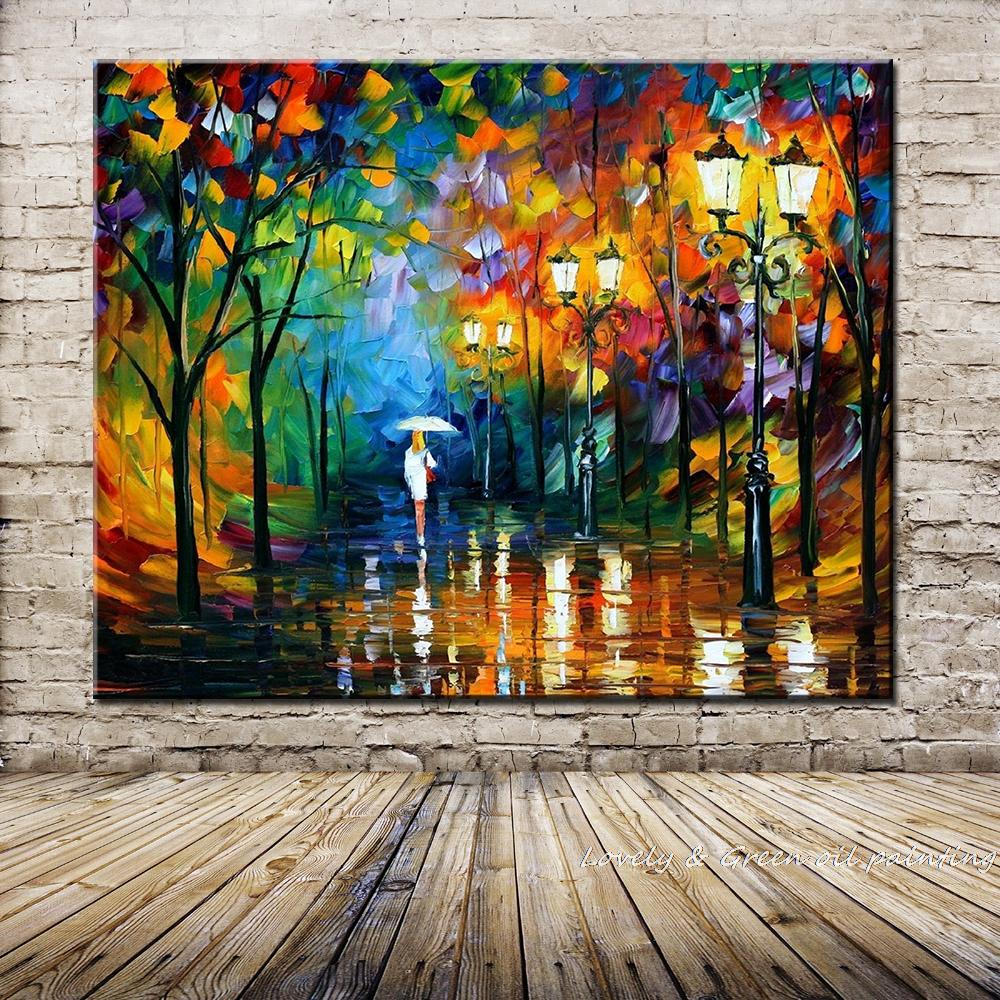 1000x1000 Hand Painted Landscape Oil Painting Palette Knife Thick Paint - Bright Painting