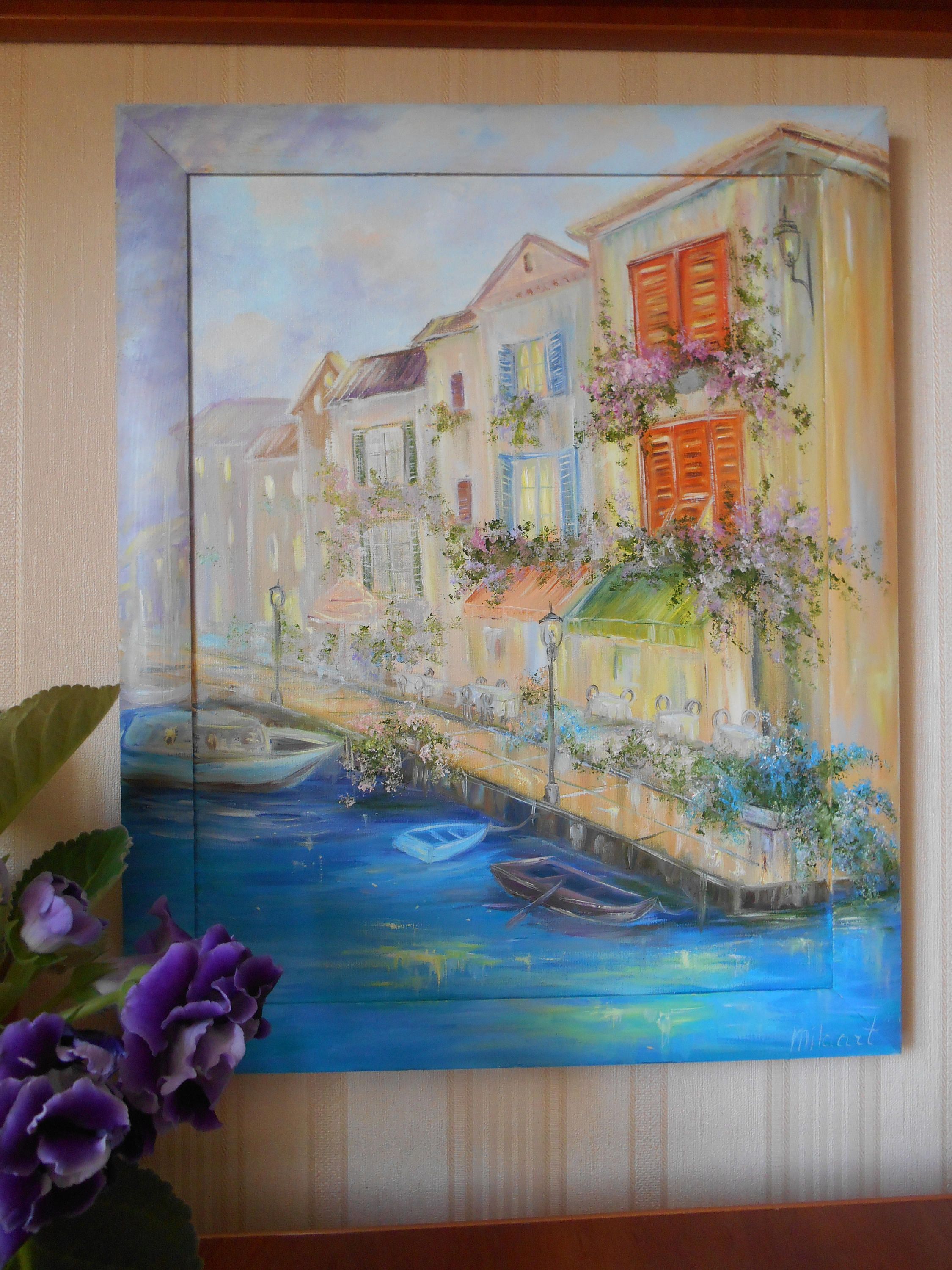 2250x3000 Oil Canvas Painting Sityscape Italy Street Art First Home Gift - Bright Painting