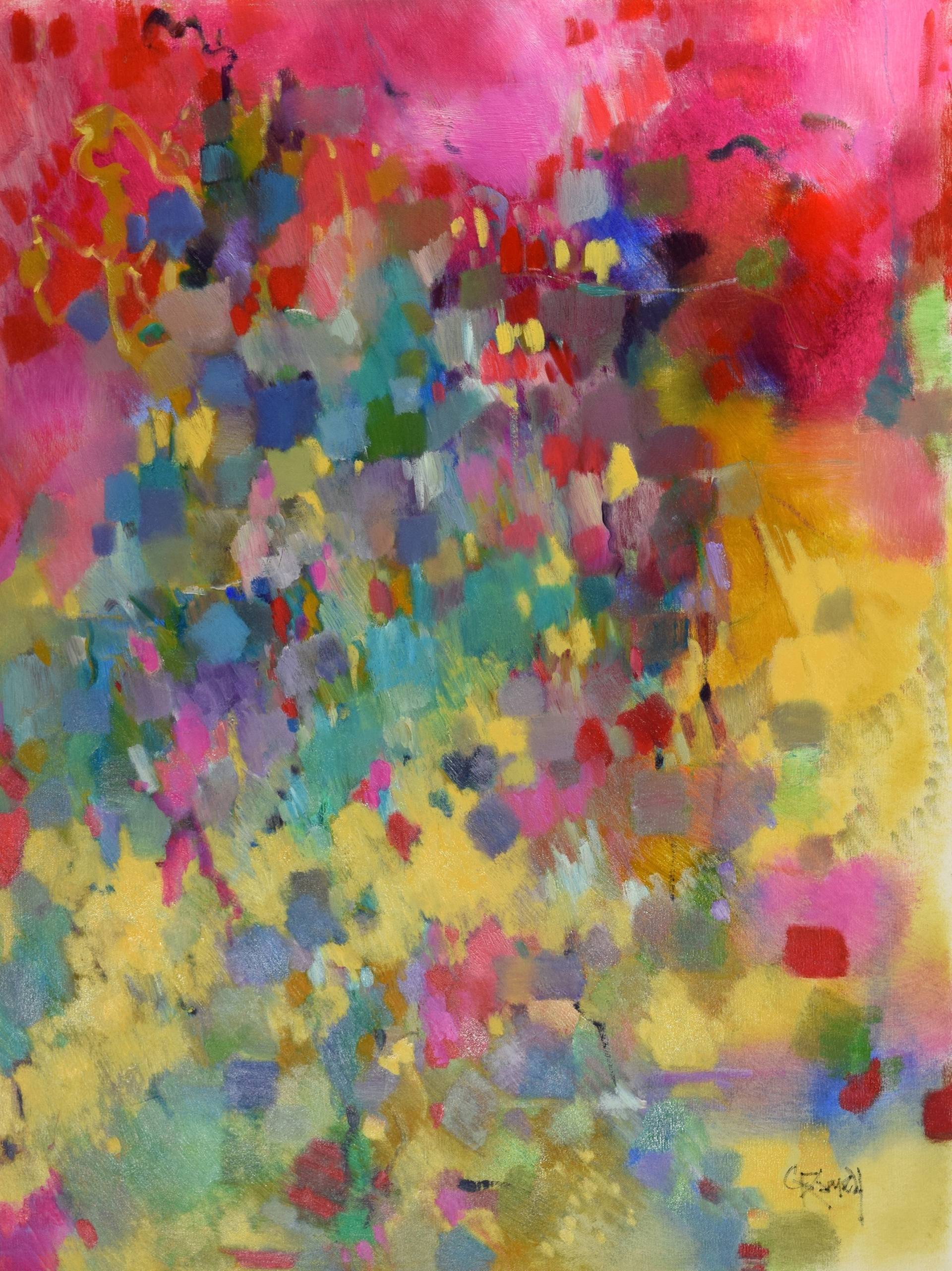 1920x2562 Saatchi Art Abstract In Fuchsia And Gold, The Future Looks Bright - Bright Painting