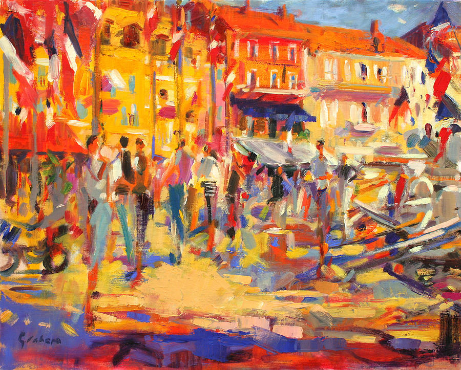 900x723 St Tropez Promenade Painting By Peter Graham - Bright Painting
