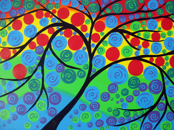 570x428 Large Tree Of Life Painting, Large Bright Painting, Huge Paintings - Bright Painting
