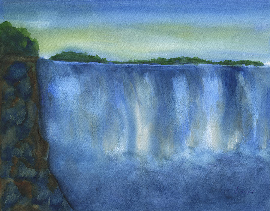 900x703 Niagara Falls Watercolor Painting By Frank Bright - Bright Watercolor Painting