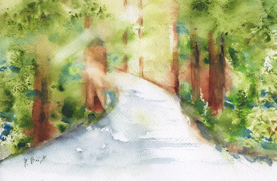 900x589 Path To Light Watercolor Painting By Frank Bright - Bright Watercolor Painting