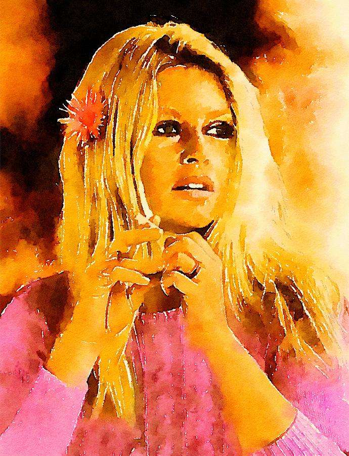 690x900 Brigitte Bardot Hollywood Icon By John Springfield Painting By - Brigitte Bardot Painting
