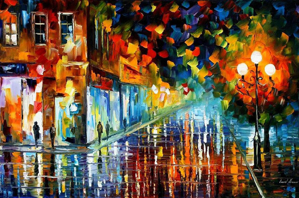 600x397 Fantastic Paintings By Leonid Afremov Wave Avenue - Brilliant Painting