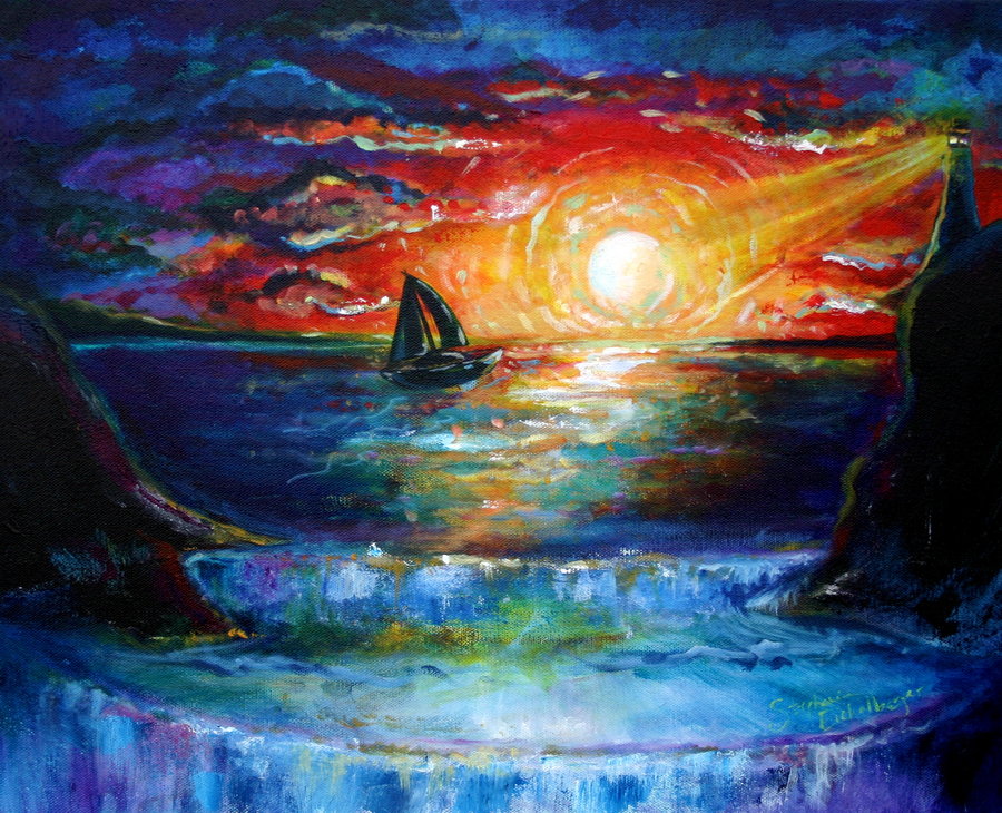 900x730 The Most Brilliant Sunset By Miss Oddball - Brilliant Painting