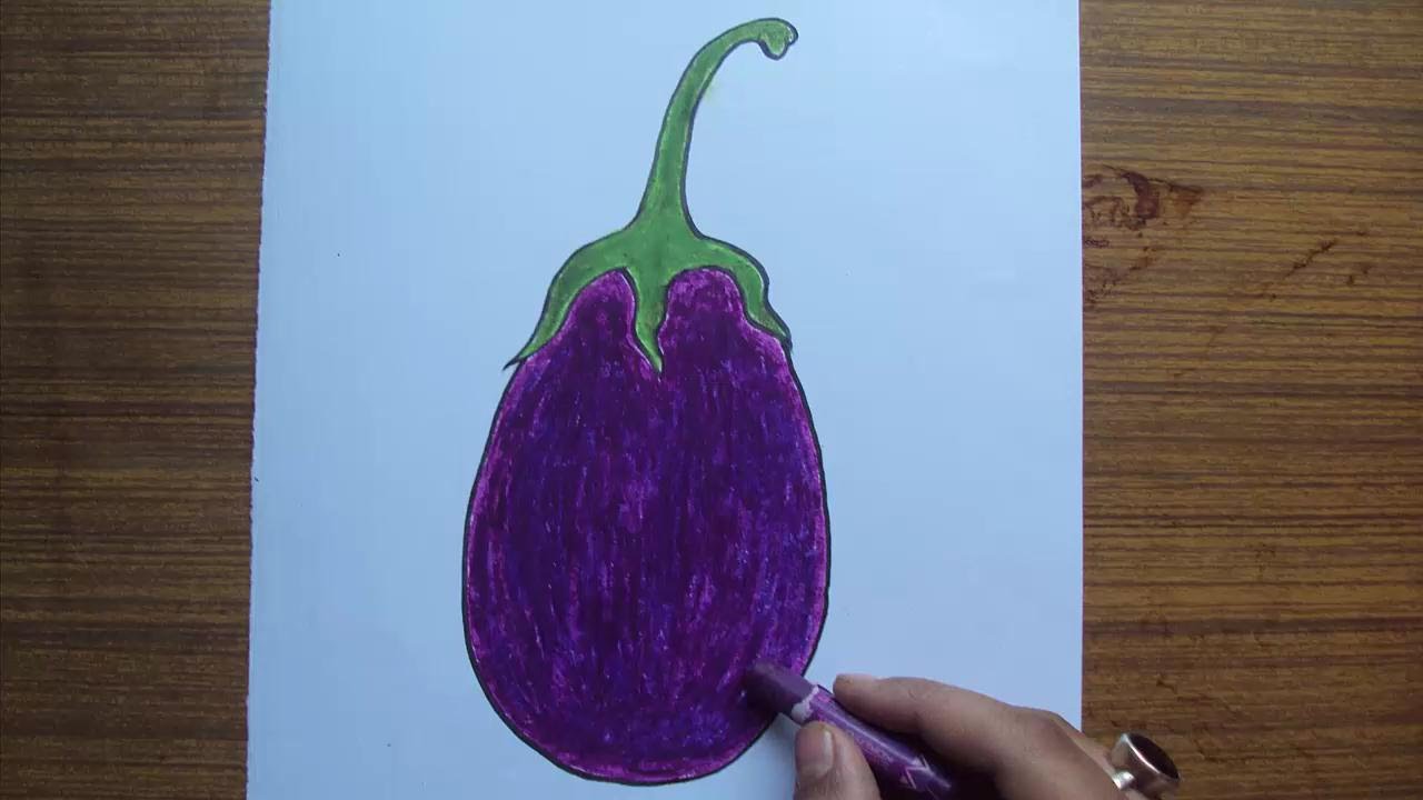 1280x720 How To Draw A Eggplant Or Baingan - Brinjal Painting