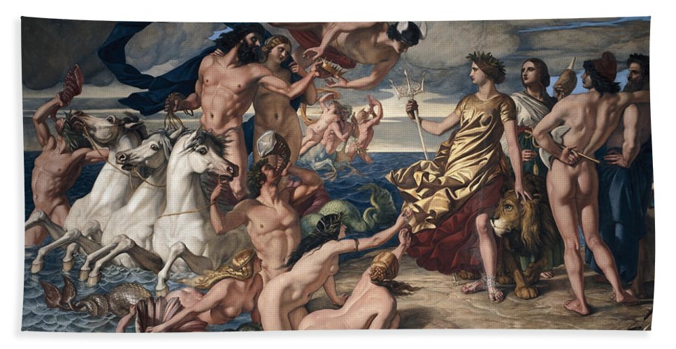 967x500 Neptune Resigning To Britannia The Empire Of The Sea Beach Sheet - Britannia Painting