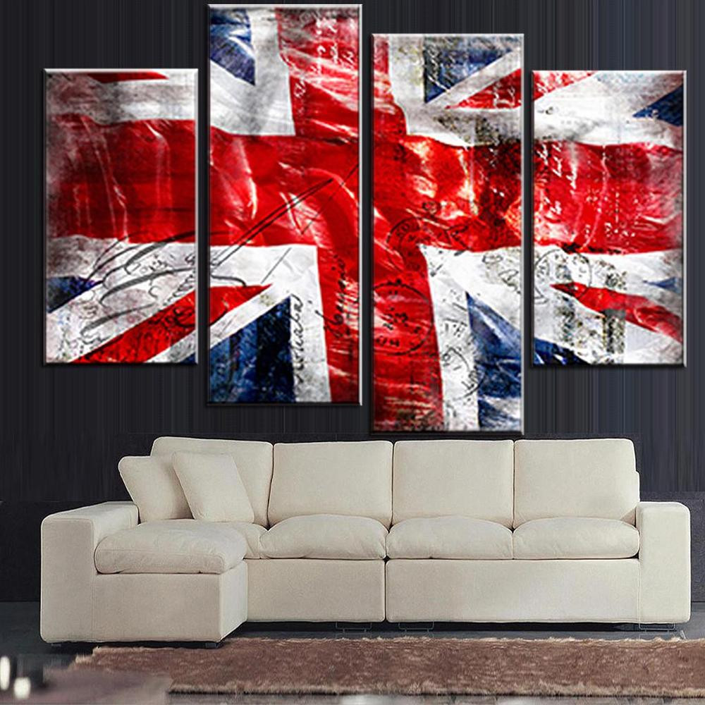 1000x1000 American Flag Canvas Painting Beautiful 4 Pcs Set Still Live - British Flag Painting
