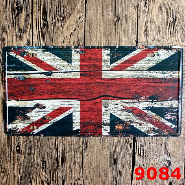 640x640 Losicoe Vintage License Plate British Flag Metal Signs Home - British Flag Painting