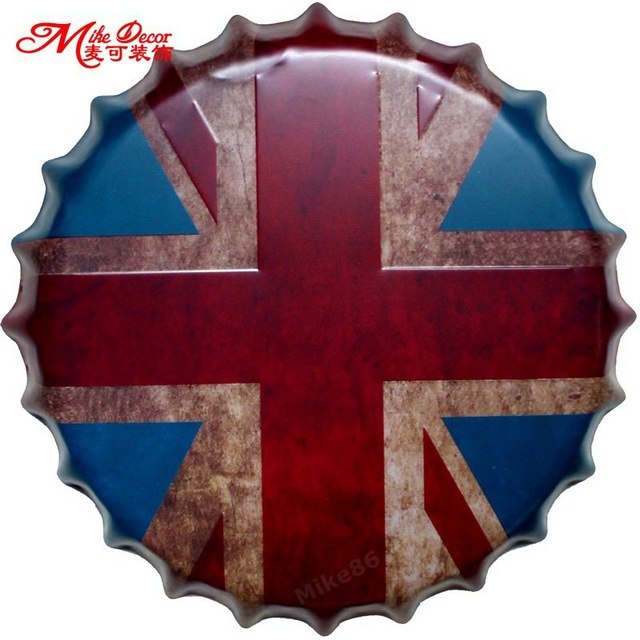640x640 Mike86 ] British Flag Bottle Cap Mural Painting Vintage Gift Metal - British Flag Painting