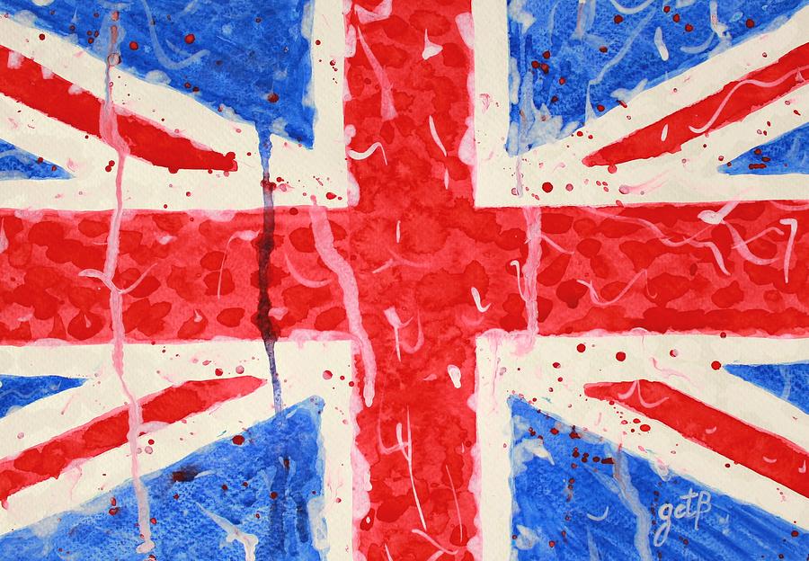 900x624 United Kingdom Flag Watercolor Painting Painting By Georgeta Blanaru - British Flag Painting