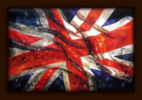 500x351 British Flag Union Jack Tured Oil On Canvas Painting Kitchen Wall - British Flag Painting