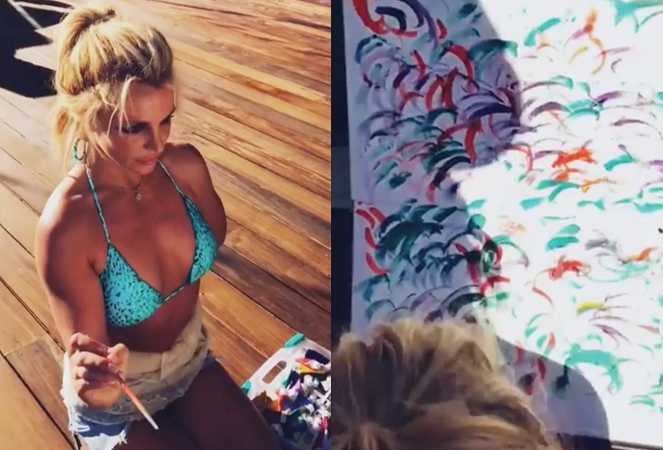 663x450 Watch Britney Spears Paint In A Bikini Soundtracked To Lenny - Britney Spears Painting