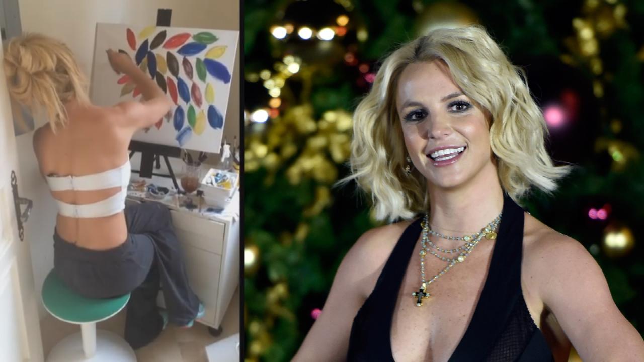 1280x720 Britney Spears Shows Off Her Charming Painting Skills In A Cropped - Britney Spears Painting