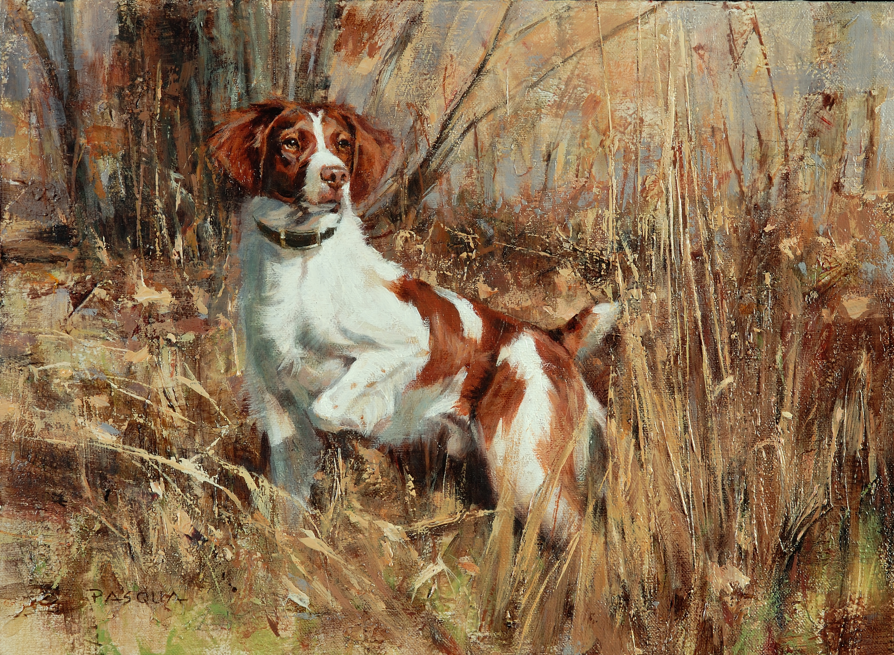 2956x2166 Brittany Spaniel Paintings By Lou Pasqua - Brittany Spaniel Painting