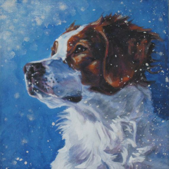 570x570 Brittany Spaniel Art Canvas Print Of La Shepard Painting 8x8 Dog - Brittany Spaniel Painting