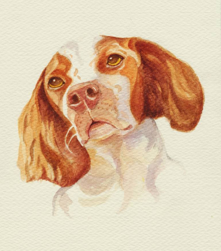 770x874 Saatchi Art Brittany Spaniel Painting By Wes Karchut - Brittany Spaniel Painting