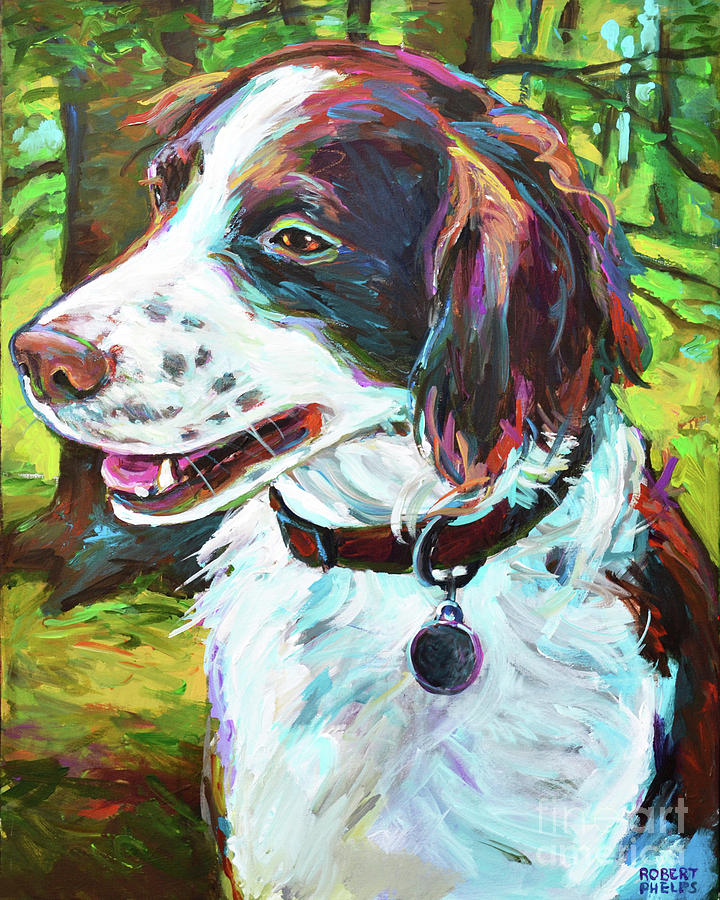 720x900 Brittany Spaniel Painting By Robert Phelps - Brittany Spaniel Painting