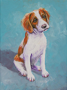 225x300 Brittany Spaniel Paintings - Brittany Spaniel Painting