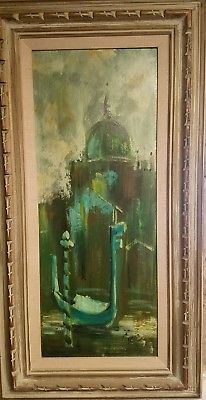 206x400 Retro Mid Century Modern Style Fifties 1950s Blue Yellow Painting - Brittini Painting