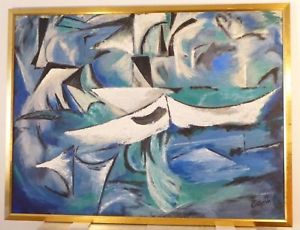 300x230 Vintage Abstract Expressionist Oil Painting Mid Century Modern Ny - Brittini Painting