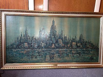 400x300 Vintage Painting And Fine Art, Brittini Jade Skyline 1960'S - Brittini Painting