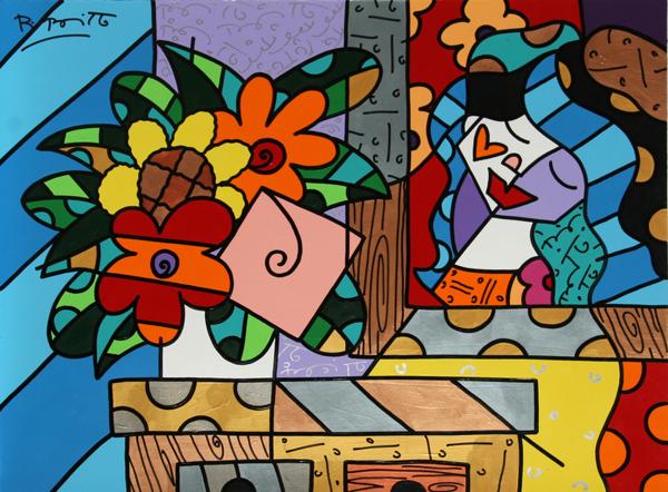 600x442 Romero Britto, Our Home, Acrylic Painting - Britto Painting