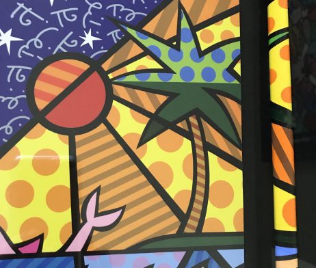 462x392 Romero Britto Hand Signed Print (Painted Frame) Miami Beach - Britto Painting