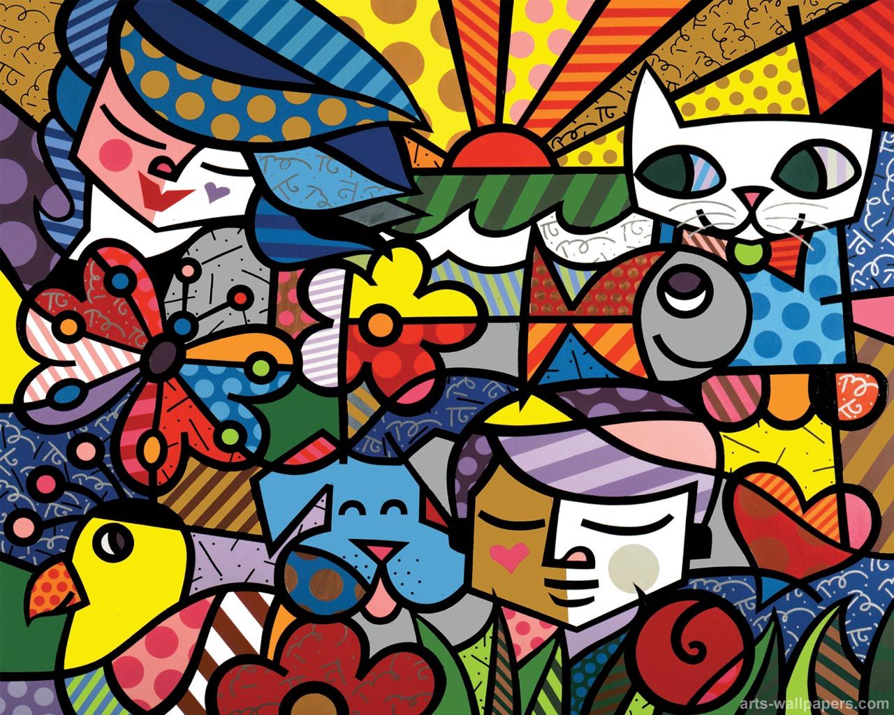 1280x1024 Romero Britto Painting. Art In Color Art Walls - Britto Painting