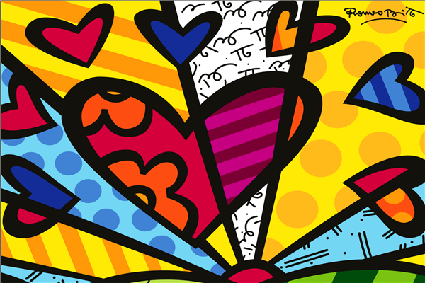 600x400 Free Shipping Rb Painting Wallpapers Cartoon Heart Custom Canvas - Britto Painting
