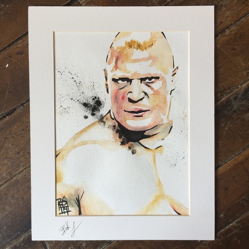 500x500 Brock Lesnar Signed Rob Schamberger Painting Wwe Auction - Brock Lesnar Painting