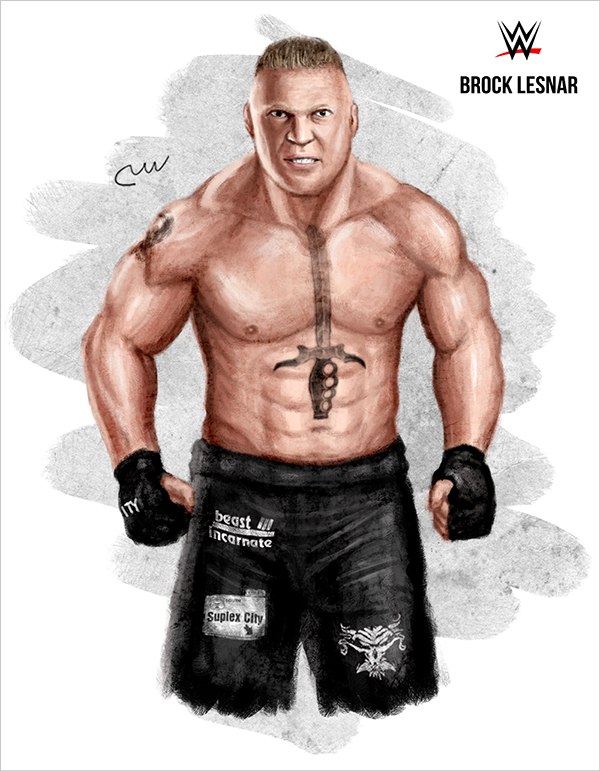 600x771 Wwe Brock Lesnar By Baguettepang - Brock Lesnar Painting