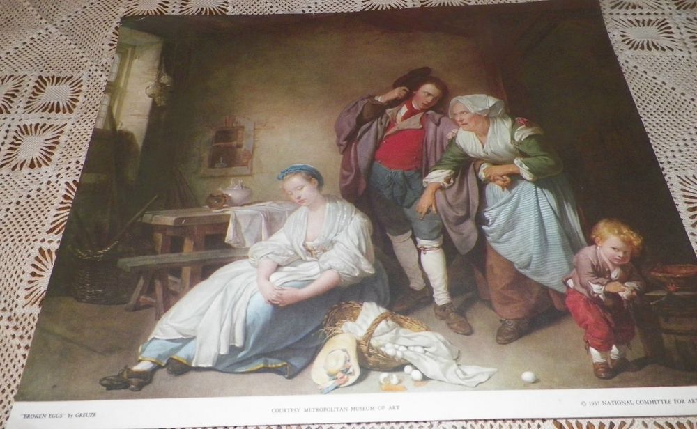 1000x616 Broken Eggs Greuze Metropolitan Museum Of Art Ncaa 1937 Print - Broken Eggs Painting