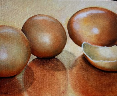 410x336 Still Life Broken Egg - Broken Eggs Painting