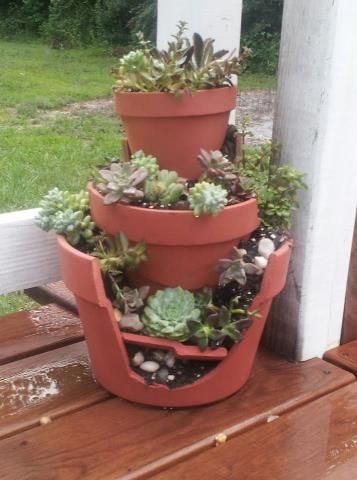 357x480 Ways To Decorate Clay Pots With Succulents Broken Clay Pot - Broken Flower Pot Painting