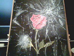 240x180 Broken Glass Rose This Is An Original Acrylic Painting - Broken Glass Painting