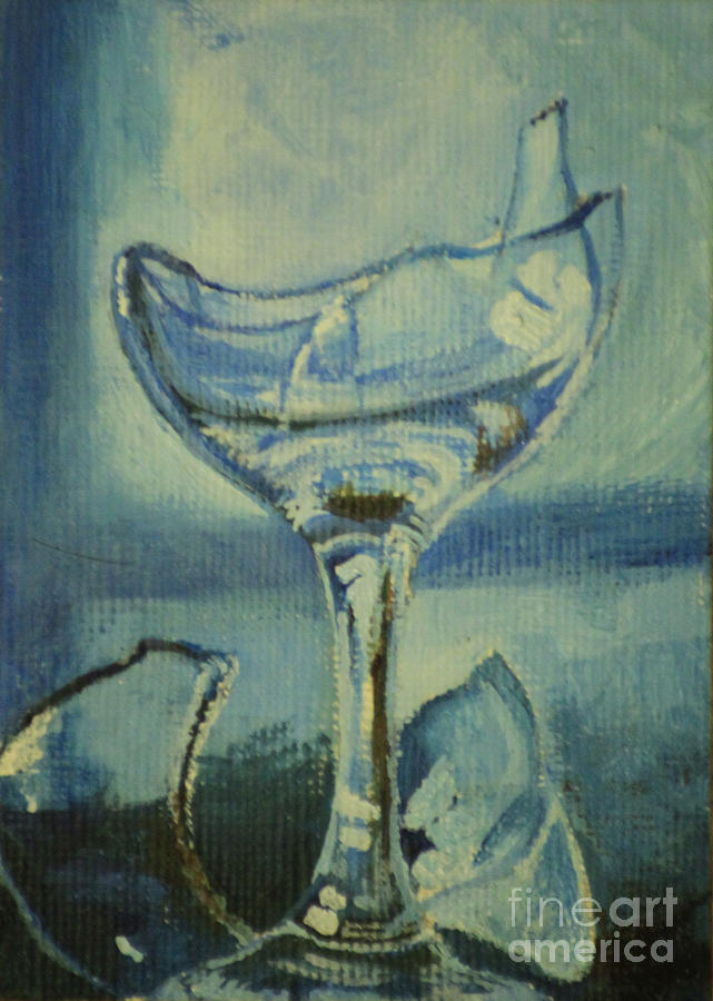 641x900 Broken Wine Glass Painting By Tina Foote - Broken Glass Painting
