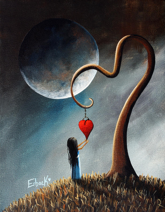 703x900 Dreamy Surreal Original Landscape Painting Painting By Artisan Parlour - Broken Heart Painting