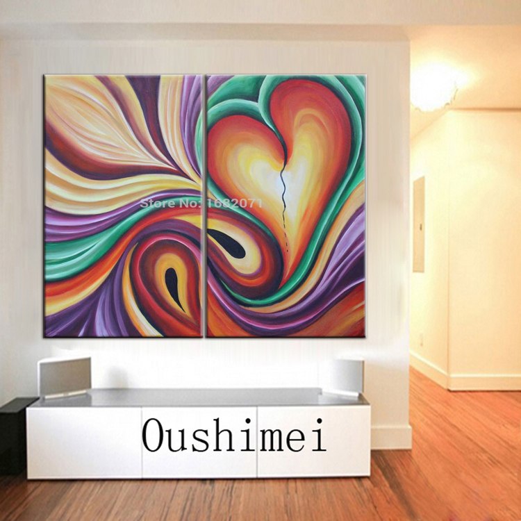 750x750 Skilled Artist Hand Painted High Quality Abstract Broken Heart Oil - Broken Heart Painting