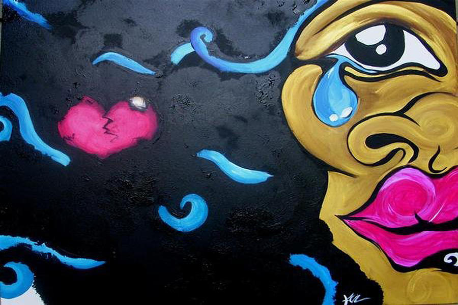 900x600 Tears From A Broken Heart Painting By Kyiia Macdonald - Broken Heart Painting